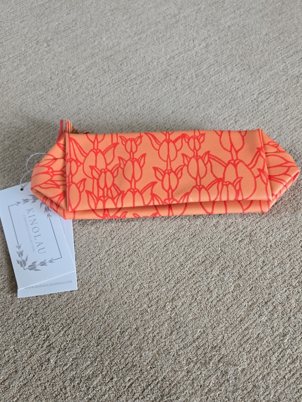 Manaola Kinolau Orange Floral Neoprene Eyewear Case